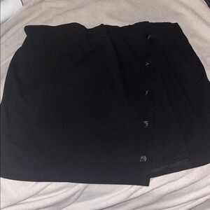 Black Faux Button-Up Women's Skirt
